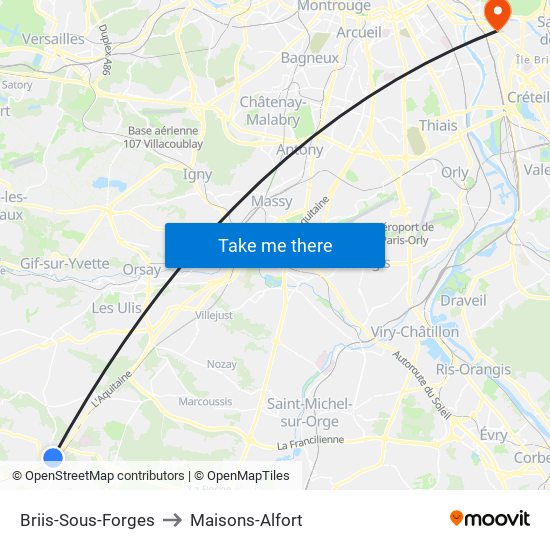 Briis-Sous-Forges to Maisons-Alfort map