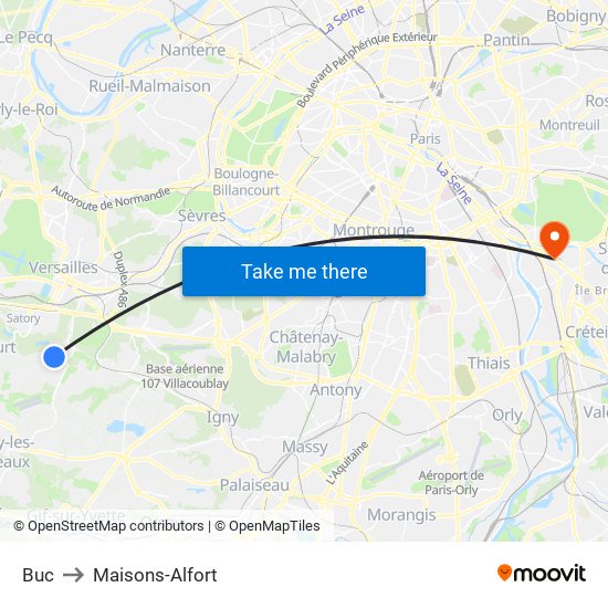 Buc to Maisons-Alfort map
