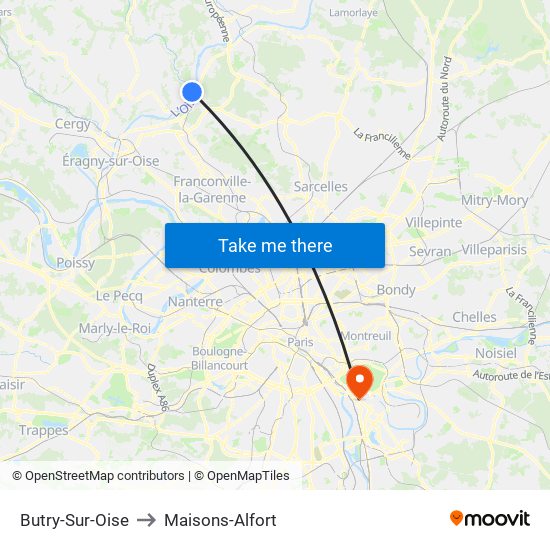 Butry-Sur-Oise to Maisons-Alfort map