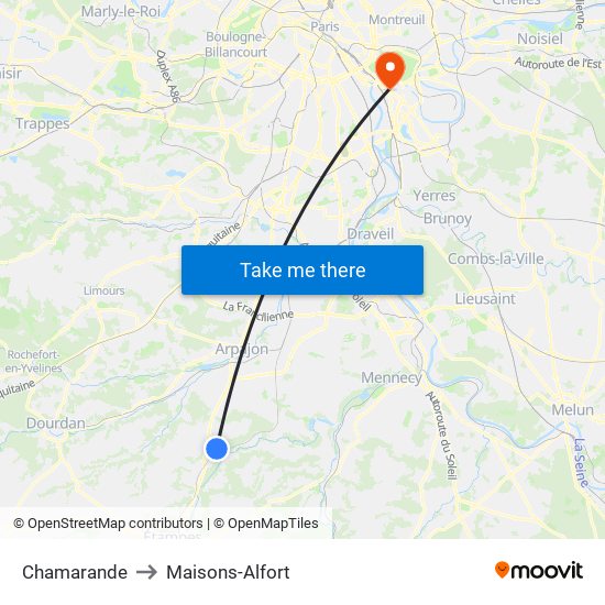 Chamarande to Maisons-Alfort map