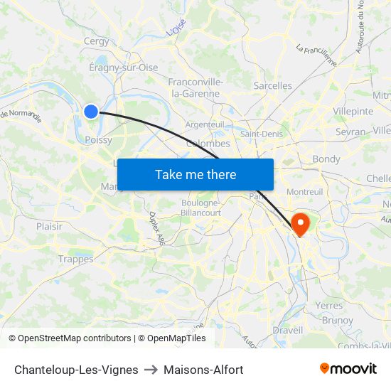 Chanteloup-Les-Vignes to Maisons-Alfort map