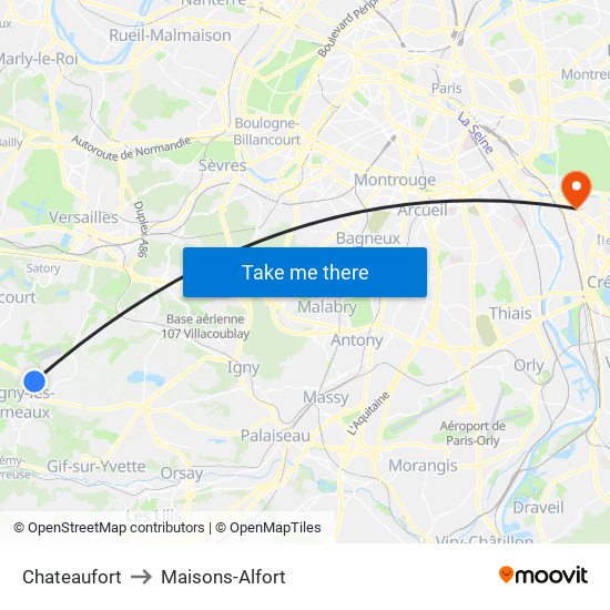 Chateaufort to Maisons-Alfort map