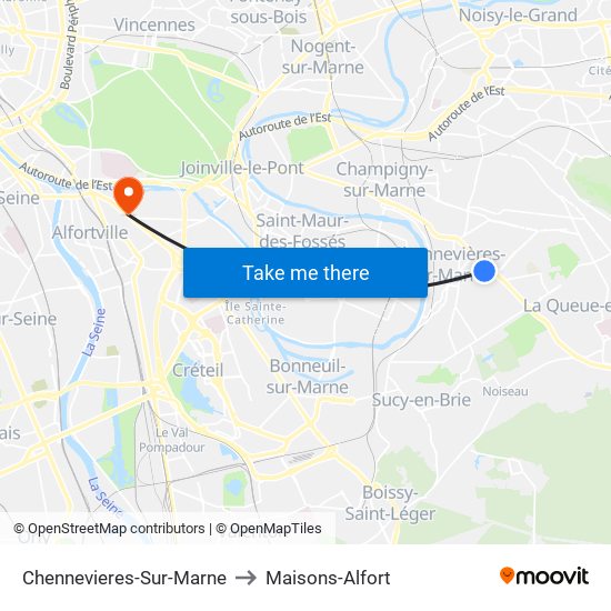 Chennevieres-Sur-Marne to Maisons-Alfort map