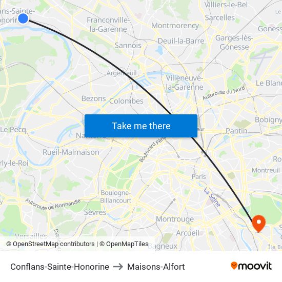 Conflans-Sainte-Honorine to Maisons-Alfort map