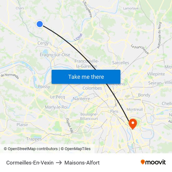 Cormeilles-En-Vexin to Maisons-Alfort map