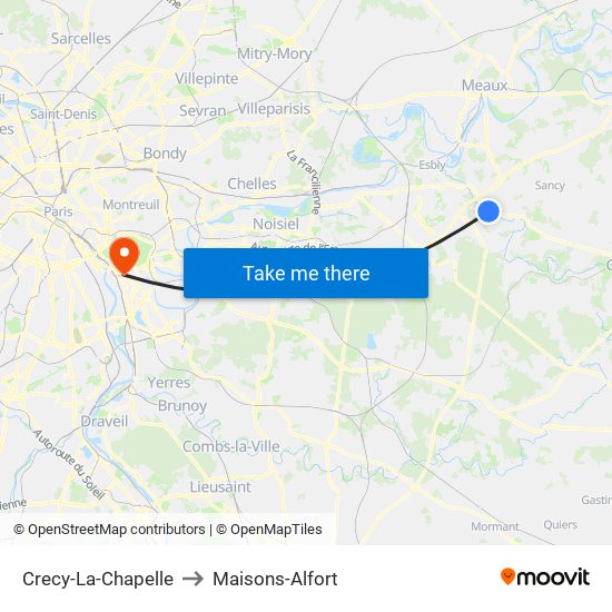 Crecy-La-Chapelle to Maisons-Alfort map