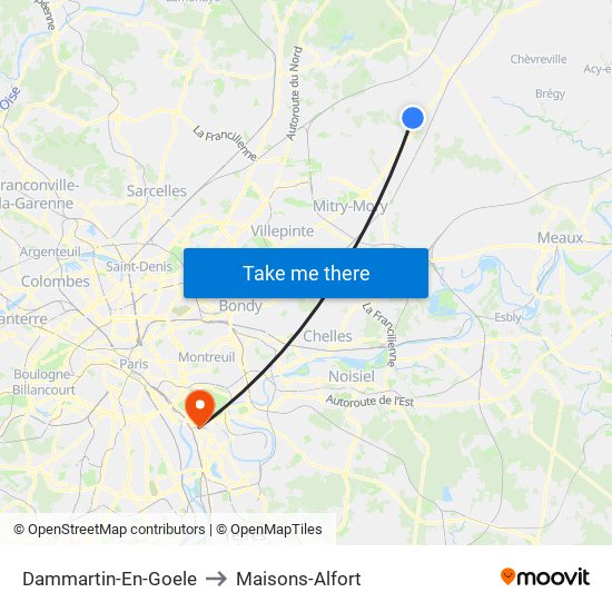 Dammartin-En-Goele to Maisons-Alfort map