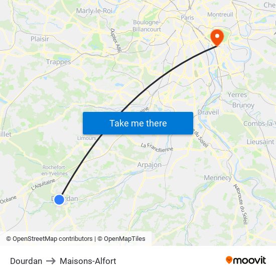 Dourdan to Maisons-Alfort map