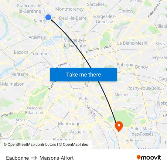 Eaubonne to Maisons-Alfort map