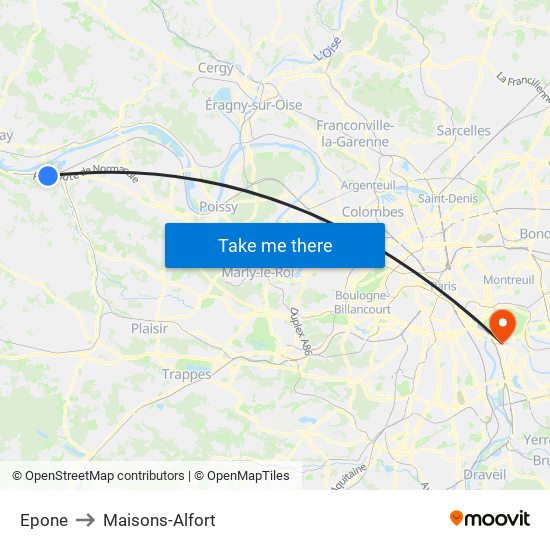 Epone to Maisons-Alfort map