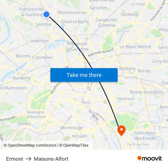 Ermont to Maisons-Alfort map
