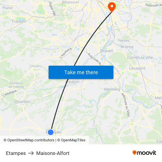Etampes to Maisons-Alfort map