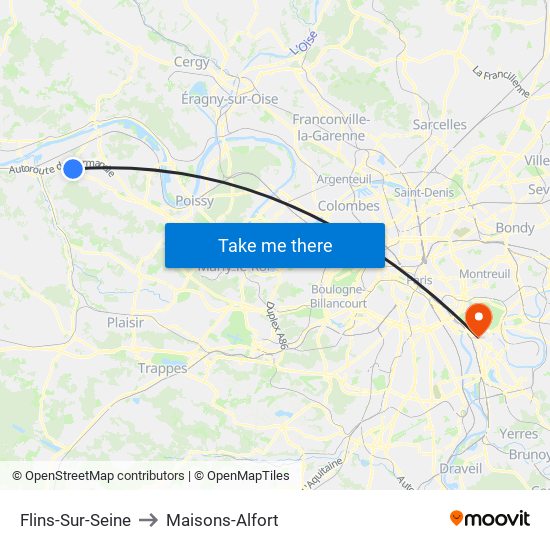 Flins-Sur-Seine to Maisons-Alfort map