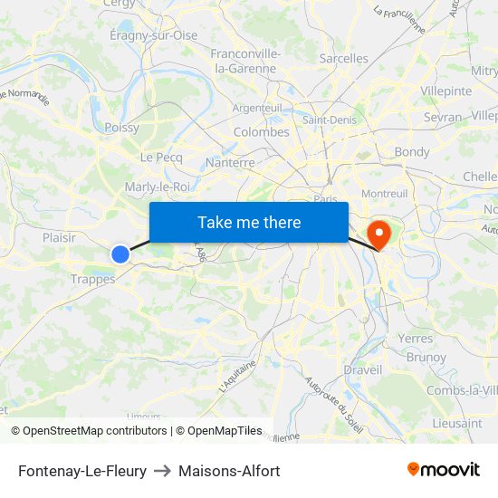 Fontenay-Le-Fleury to Maisons-Alfort map