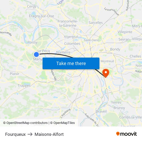 Fourqueux to Maisons-Alfort map