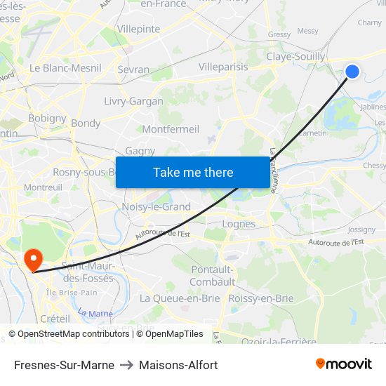 Fresnes-Sur-Marne to Maisons-Alfort map