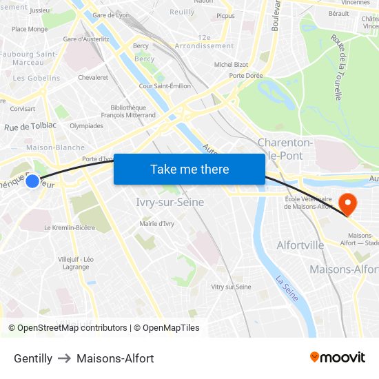Gentilly to Maisons-Alfort map