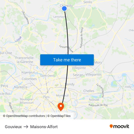 Gouvieux to Maisons-Alfort map