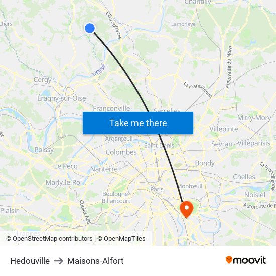 Hedouville to Maisons-Alfort map