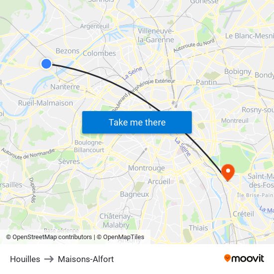 Houilles to Maisons-Alfort map