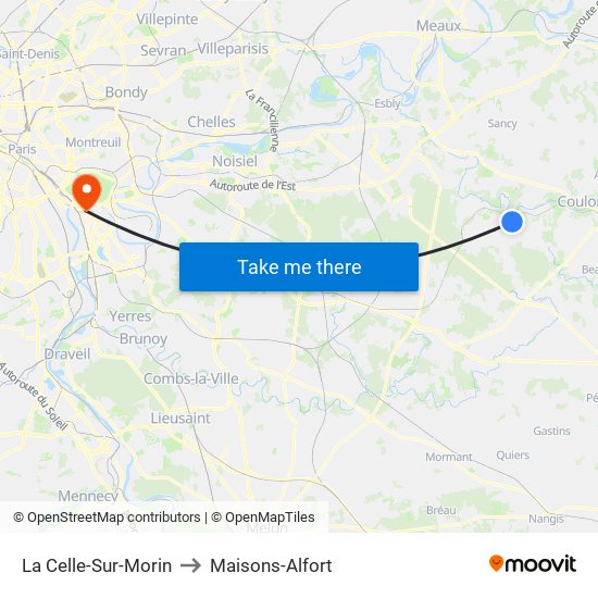 La Celle-Sur-Morin to Maisons-Alfort map