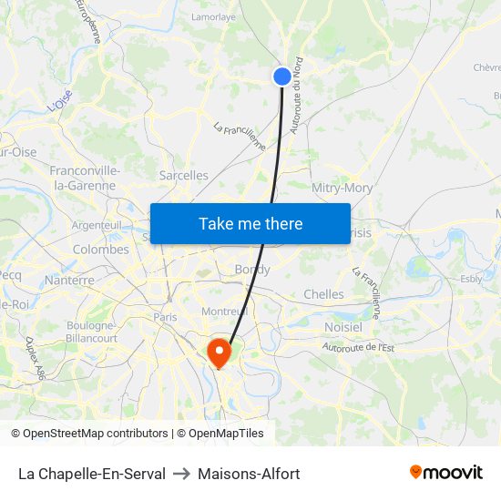 La Chapelle-En-Serval to Maisons-Alfort map