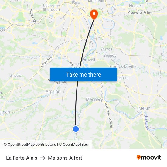 La Ferte-Alais to Maisons-Alfort map