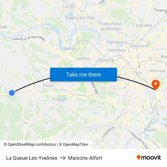 La Queue-Les-Yvelines to Maisons-Alfort map