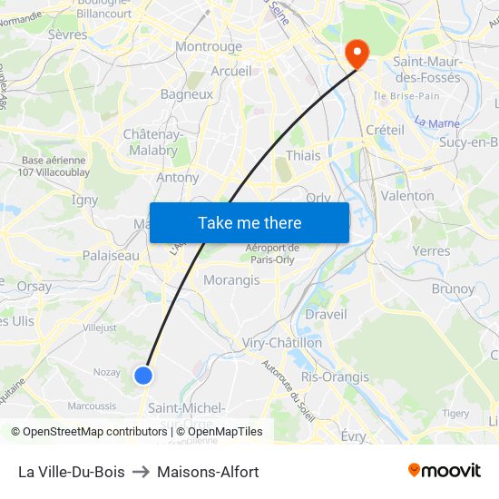 La Ville-Du-Bois to Maisons-Alfort map