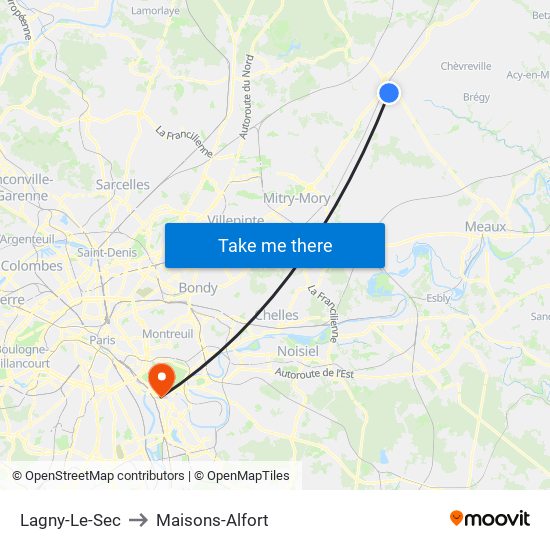 Lagny-Le-Sec to Maisons-Alfort map