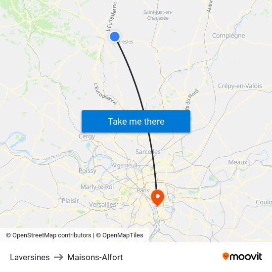 Laversines to Maisons-Alfort map