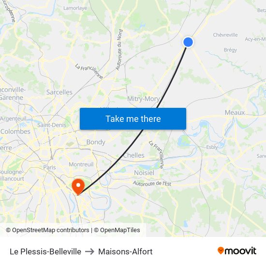 Le Plessis-Belleville to Maisons-Alfort map