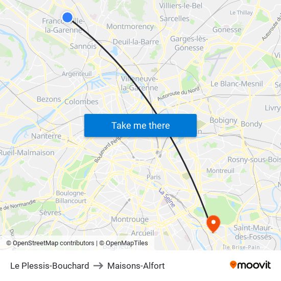 Le Plessis-Bouchard to Maisons-Alfort map