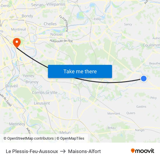 Le Plessis-Feu-Aussoux to Maisons-Alfort map