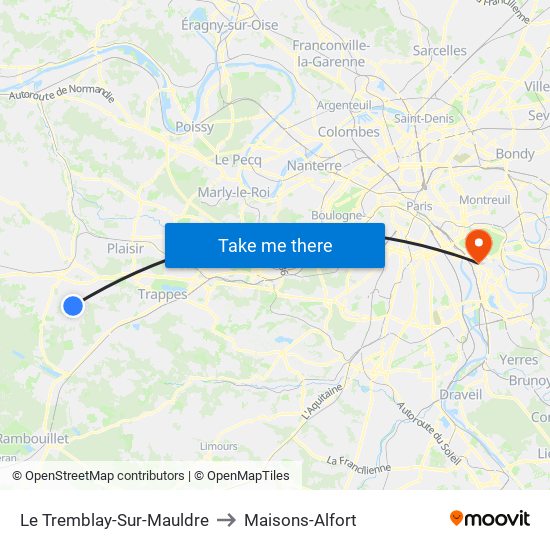 Le Tremblay-Sur-Mauldre to Maisons-Alfort map