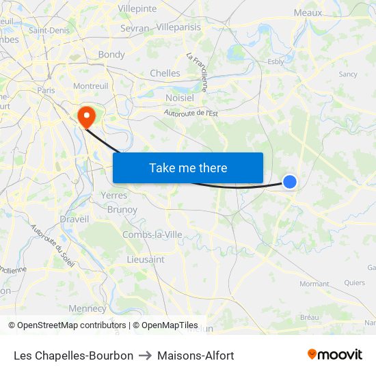 Les Chapelles-Bourbon to Maisons-Alfort map