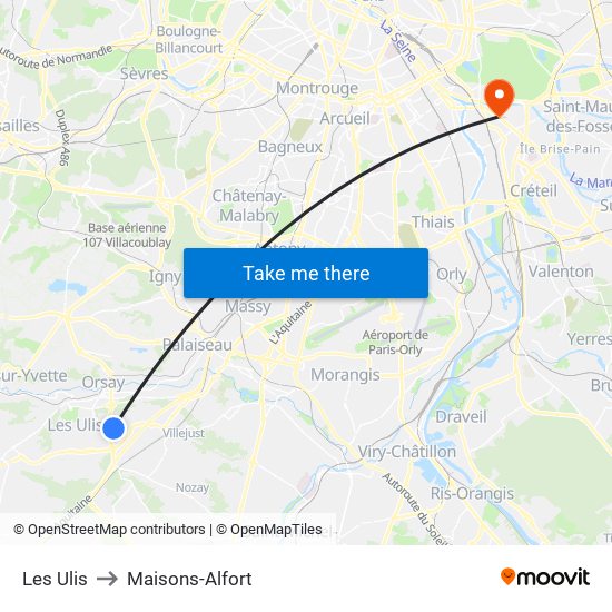 Les Ulis to Maisons-Alfort map