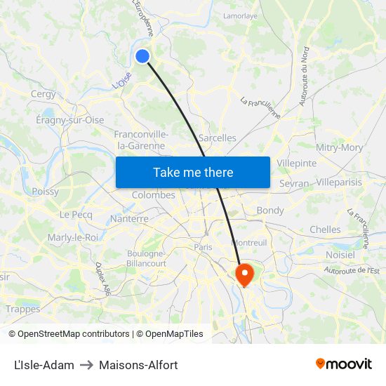 L'Isle-Adam to Maisons-Alfort map