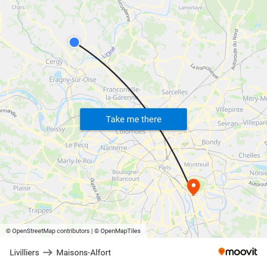 Livilliers to Maisons-Alfort map