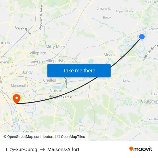 Lizy-Sur-Ourcq to Maisons-Alfort map