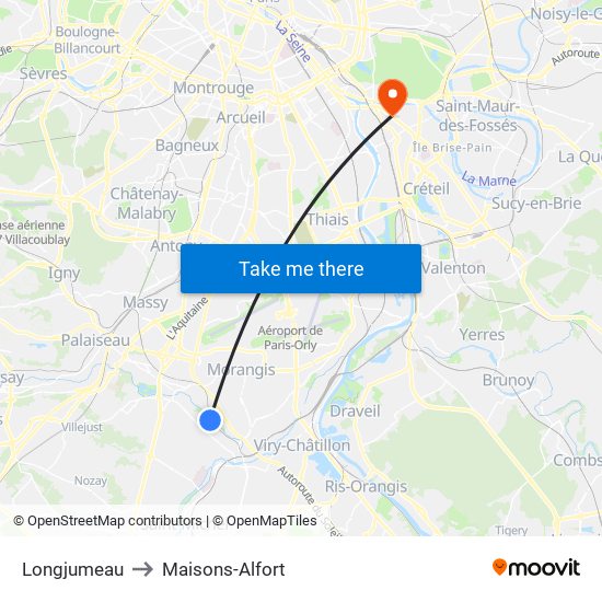 Longjumeau to Maisons-Alfort map