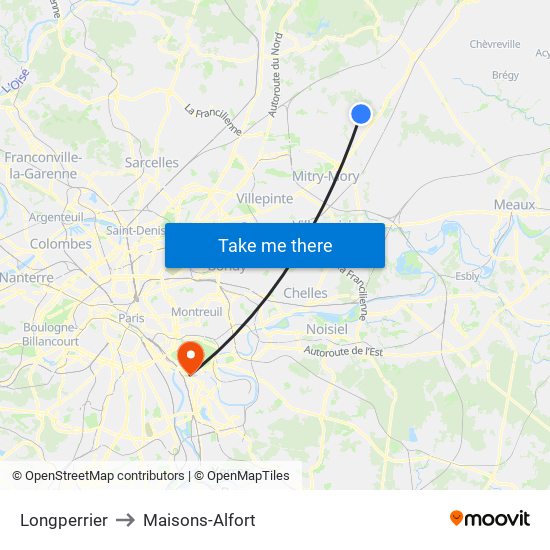 Longperrier to Maisons-Alfort map