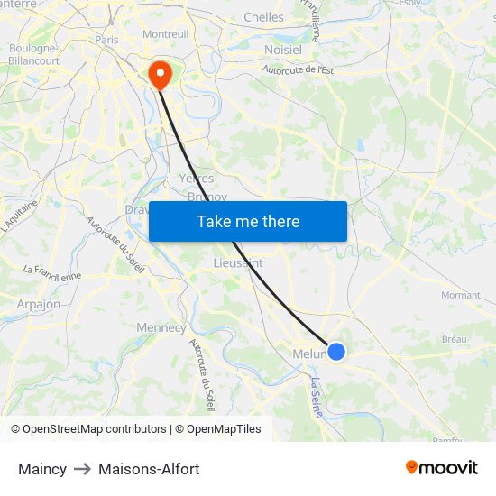 Maincy to Maisons-Alfort map