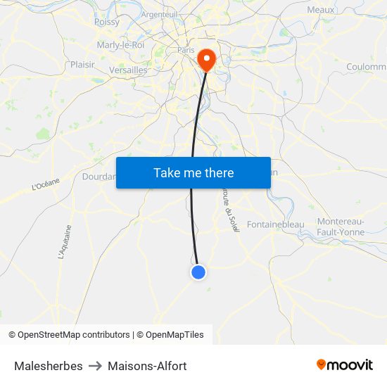 Malesherbes to Maisons-Alfort map