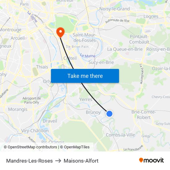 Mandres-Les-Roses to Maisons-Alfort map