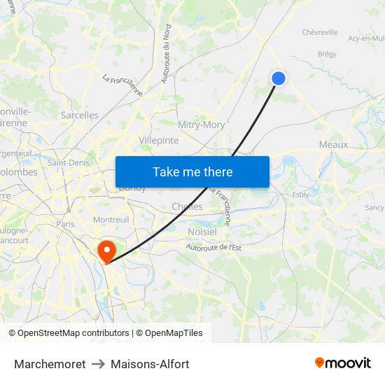 Marchemoret to Maisons-Alfort map