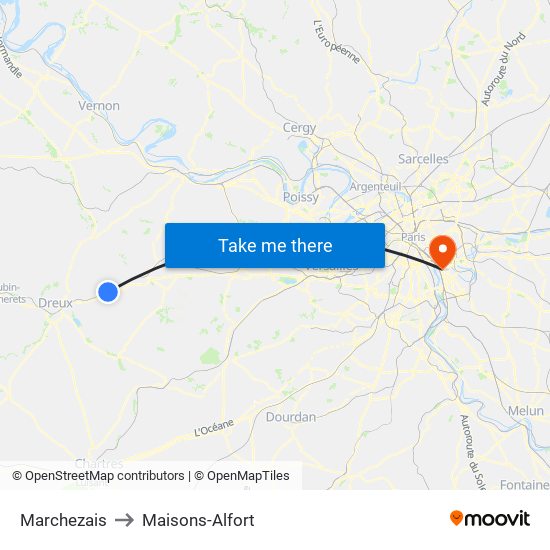 Marchezais to Maisons-Alfort map