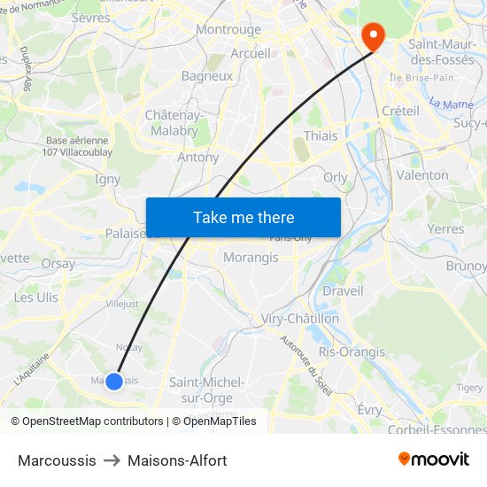 Marcoussis to Maisons-Alfort map