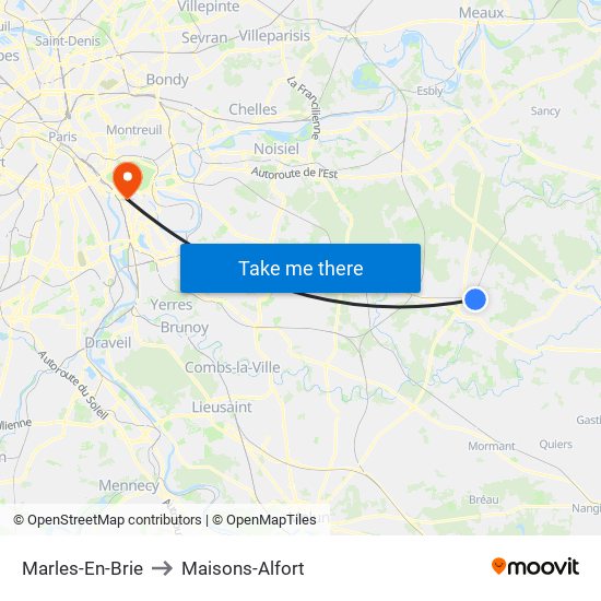 Marles-En-Brie to Maisons-Alfort map