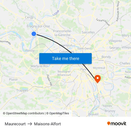 Maurecourt to Maisons-Alfort map